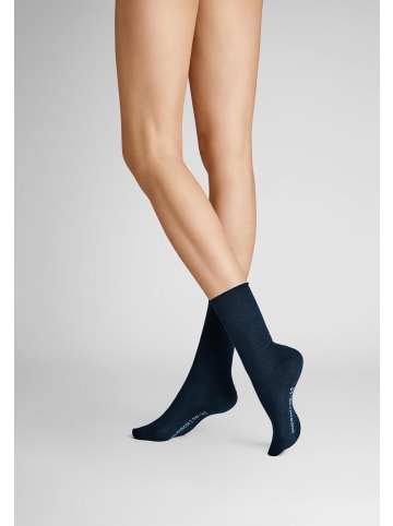Hudson Socken Relax Soft druckfreier Bund in Marine