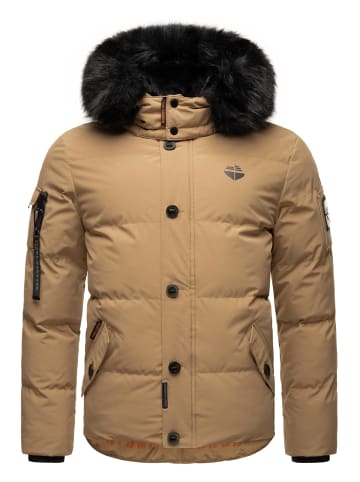 STONE HARBOUR Winterjacke Halvaar in Light Brown mit schwarzem Fell