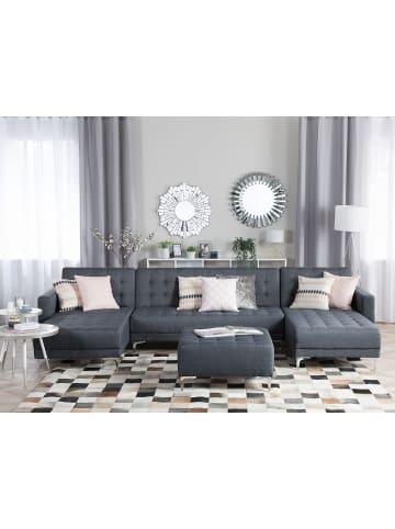 Beliani Modulsofa ABERDEEN in Grau/Silber - (W) 348 x (H) 83 x (L) 168 cm
