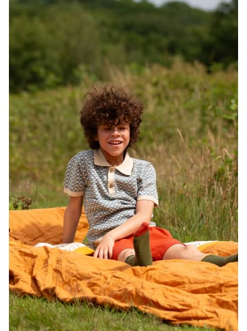 Little Green Radicals Kurzärmeliges Stricktop in Blau