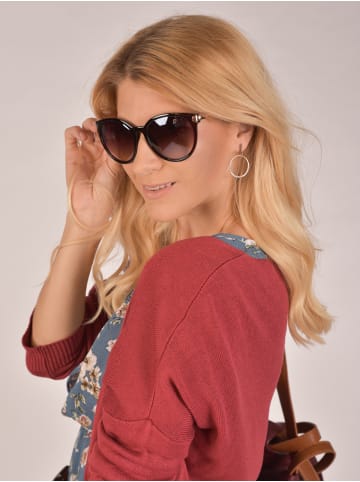 styleBREAKER Cateye Sonnenbrille in Schwarz-Gold / Grau Verlauf