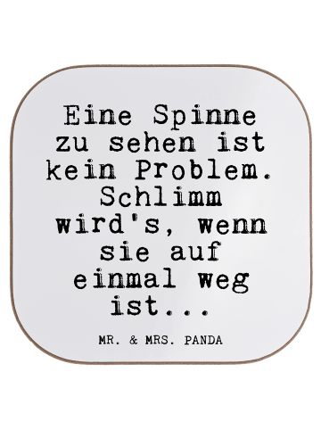 Mr. & Mrs. Panda Glas-Untersetzer Eine Spinne zu sehen... mit Sp... in Weiß