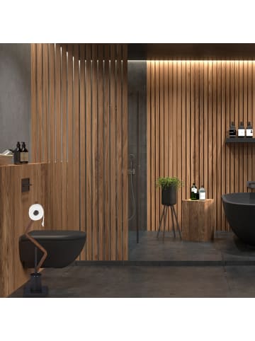 relaxdays WC Garnitur in Schwarz/Braun