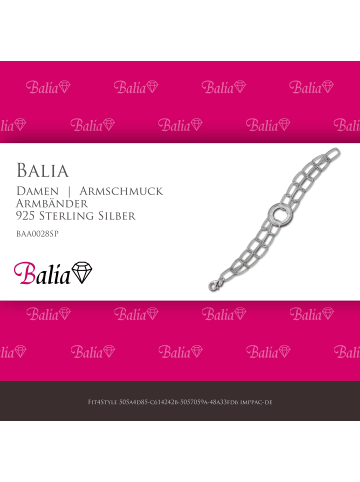 BALIA 925 Sterling Silber Damen Balia Silberarmbänder Ringe Armband ca. 18,5cm