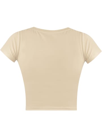 Janice 2 x Damen crop T-Shirt Nantes in Beige/Weiß