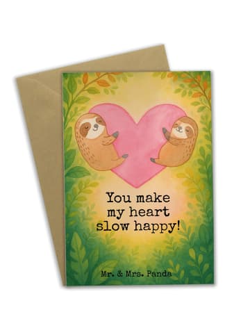 Mr. & Mrs. Panda Grußkarte Faultiere Herz Design mit Spruch in Weiß
