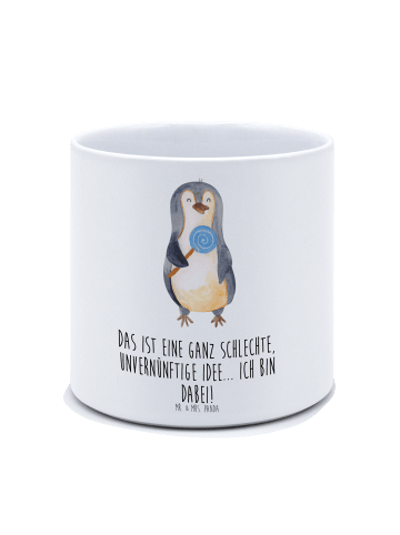 Mr. & Mrs. Panda XL Blumentopf Pinguin Lolli mit Spruch in Weiß