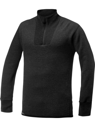 Woolpower Funktionsunterwäsche "Zip Turtleneck 400 Merino Mid Layer Black" in Schwarz