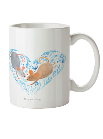 Mr. & Mrs. Panda Kindertasse Mäuse Herz ohne Spruch in Weiß