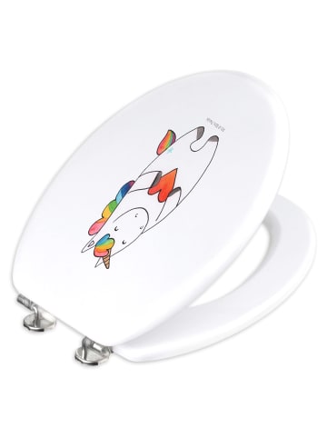 Mr. & Mrs. Panda Toilettendeckel Einhorn Herz ohne Spruch in Weiß