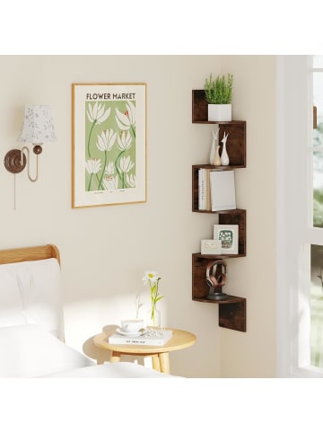 COSTWAY 5-stöckiges Eckregal hängend in Braun