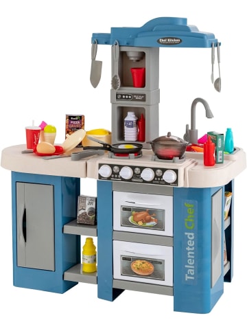 COSTWAY Kinderküche mit 67 Zubehör in Blau