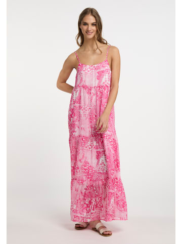 IZIA Damen Maxikleid in Pink Weiss