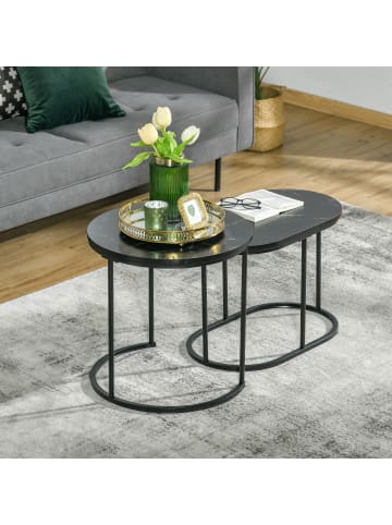 HOMCOM Couchtisch-Set-50L x 50B x 50,5H cm-Schwarz