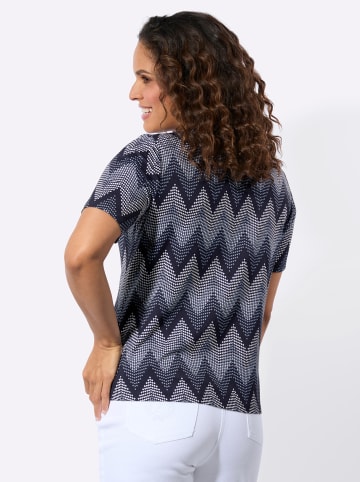 WITT WEIDEN Kurzarmshirt in weiß-marine-bedruckt