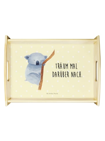 Mr. & Mrs. Panda Tablett aus Holz Koalabär mit Spruch in Gelb Pastell