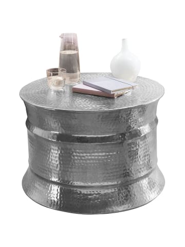 KADIMA DESIGN Couchtisch Rund | Oriental Style, Hammerschlag, Handgefertigt in Silber