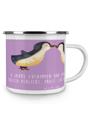 Mr. & Mrs. Panda Tasse 8. Hochzeitstag Blechhochzeit mit Spruch in Lavendeltraum
