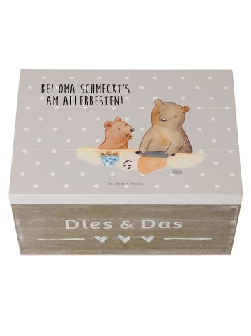 Mr. & Mrs. Panda Geschenkbox Oma Backen mit Spruch in Grau Pastell