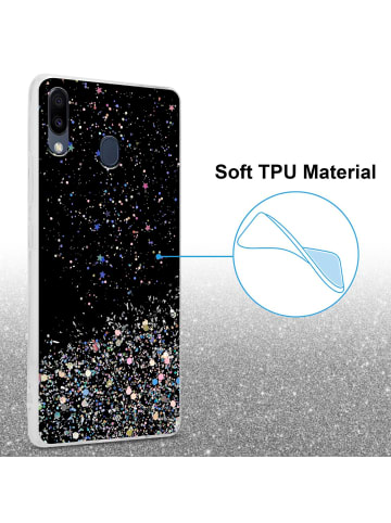 cadorabo Hülle für Samsung Galaxy M20 Glitter in Schwarz mit Glitter