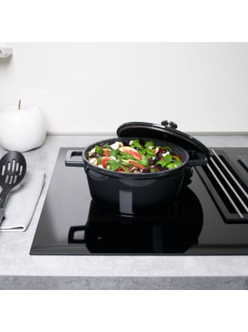Stoneline Cocotte Bräter Rund 20 cm | mit Deckel in Schwarz