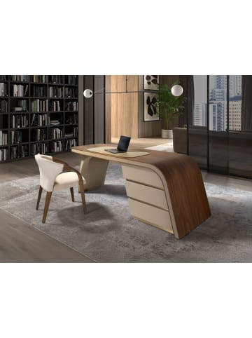 Angel Cerdá Schreibtisch 3268 in Walnuss / Creme – (B)215 x (H)75 x (T)80 cm