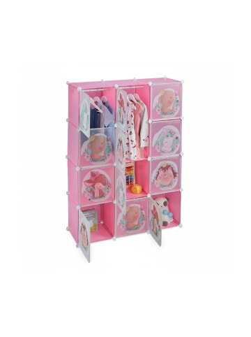 relaxdays Kinder-Steckregal in Rosa - (B)110 x (H)145 x (T)37 cm