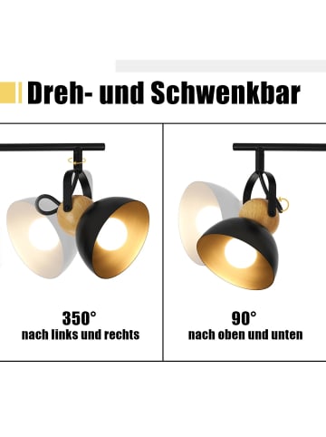 ZMH Deckenleuchte in schwarz rund 4-flammige E27 350° schwenkbar Deckenspot