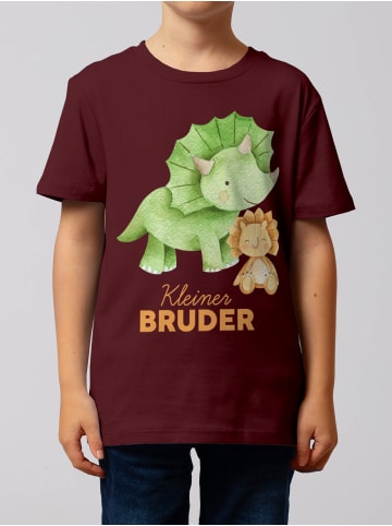 wat? Apparel T-Shirt Dinosaurier 07 Kleiner Bruder in Weinrot