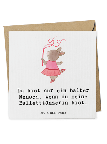 Mr. & Mrs. Panda Geschenkkarte Balletttänzerin Herz mit Spruch in Weiß