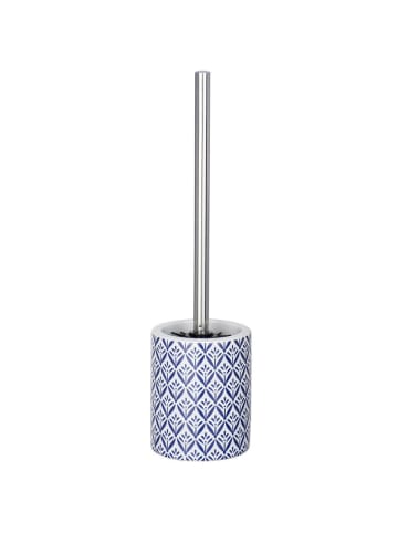 Wenko WC-Bürste und Keramikbehälter mit mediterranem Design in Blau, 10 x 39 x 10 cm