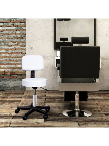 HOMCOM Salonhocker-Φ35 x H(72-84)cm-Weiß