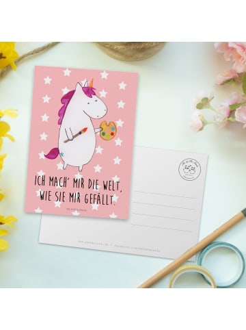 Mr. & Mrs. Panda Wanddeko Einhorn Künstler mit Spruch in Rot Pastell