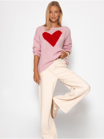 SASSYCLASSY Oversize Pullover mit Herz in Rosa