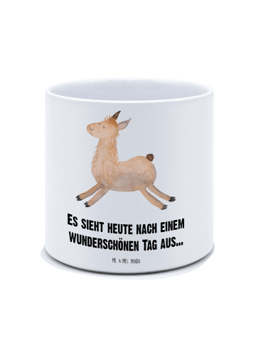 Mr. & Mrs. Panda Pflanztopf Lama Springen mit Spruch in Weiß