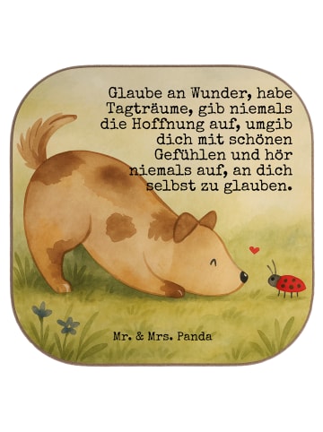 Mr. & Mrs. Panda Tischuntersetzer Hund Marienkäfer Design mit Sp... in Weiß