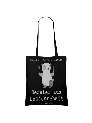 Mr. & Mrs. Panda Jutebeutel Berater Leidenschaft mit Spruch in Schwarz