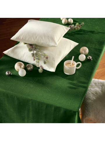 REDBEST Jacquard, Baumwollmischung Mitteldecke Snowflake in dunkelgrün