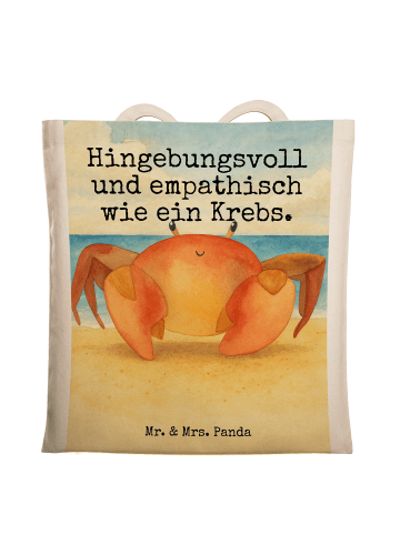 Mr. & Mrs. Panda Tragetasche Sternzeichen Krebs Design mit Spruch in Weiß