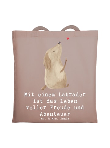 Mr. & Mrs. Panda Schultertasche Labradorleben mit Spruch in Braun Pastell