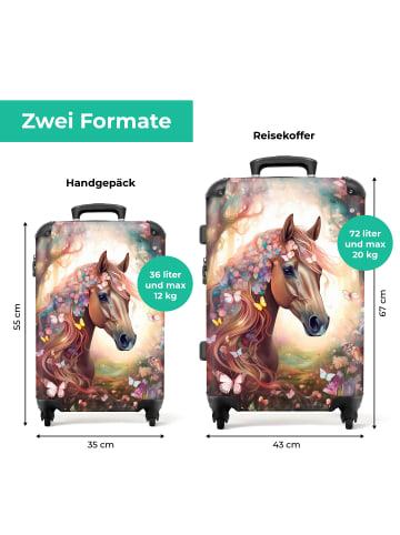 NoBoringSuitCases Suitcase, Handgepäck, Koffer, Trolley, Reisekoffer Pferd mit Blumen und