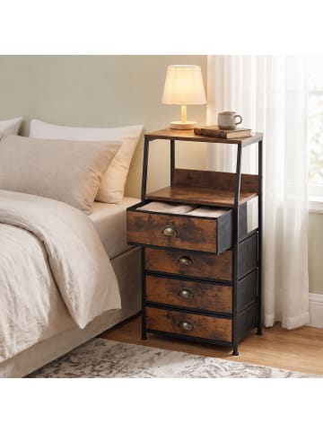 relaxdays Kommode in Braun/ Schwarz - (B)40 x (H)84,5 x (T)29 cm