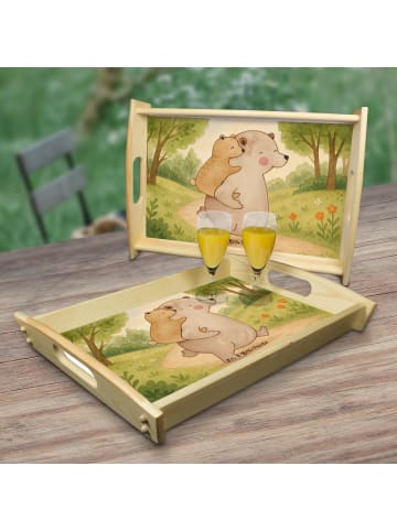 Mr. & Mrs. Panda Tablett Holz Papa Bär Design ohne Spruch in Weiß
