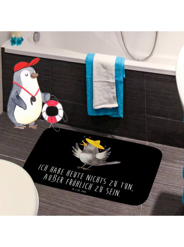 Mr. & Mrs. Panda Duschvorleger Rabe Sombrero mit Spruch in Schwarz