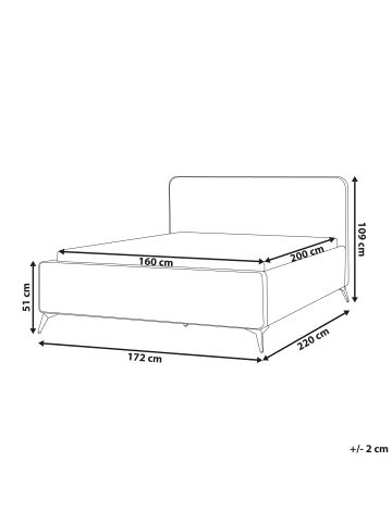 Beliani Doppelbett VALOGNES in Grau/Schwarz - (W) 172 x (H) 109 x (L) 220 cm