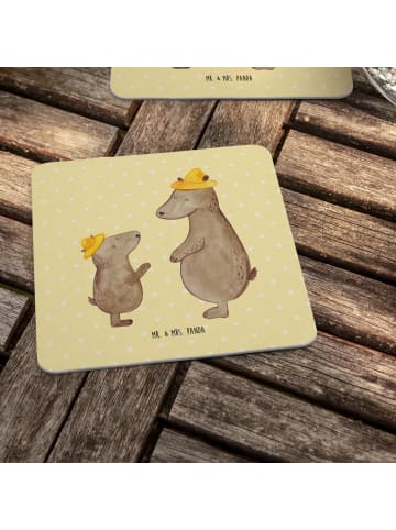 Mr. & Mrs. Panda Tischuntersetzer Bären mit Hut ohne Spruch in Gelb Pastell