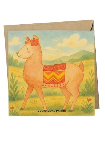 Mr. & Mrs. Panda Einladungskarte Alpaka Stolz Design ohne Spruch in Weiß