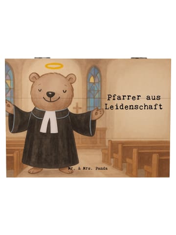 Mr. & Mrs. Panda Holzkiste Pfarrer Leidenschaft Design mit Spruch in Weiß