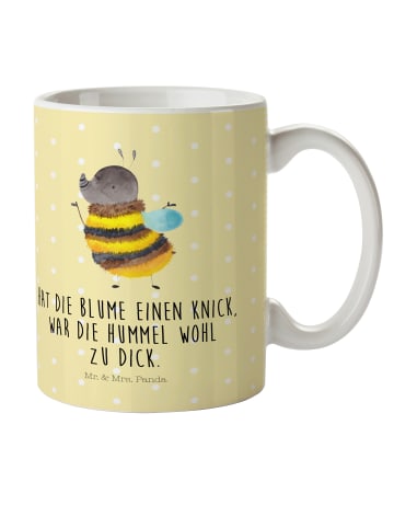 Mr. & Mrs. Panda Kindertasse Hummel flauschig mit Spruch in Gelb Pastell