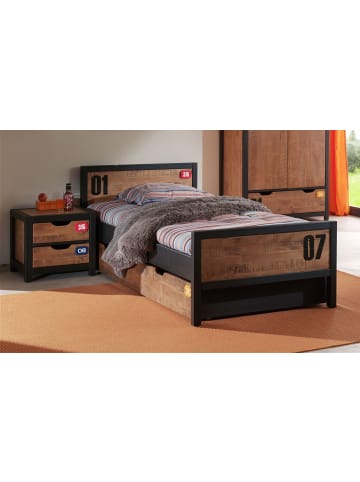 58 aufm Kessel KINDERZIMMER Set komplett Kameko 1 Massivholz+MDF Schwarz/Cognac